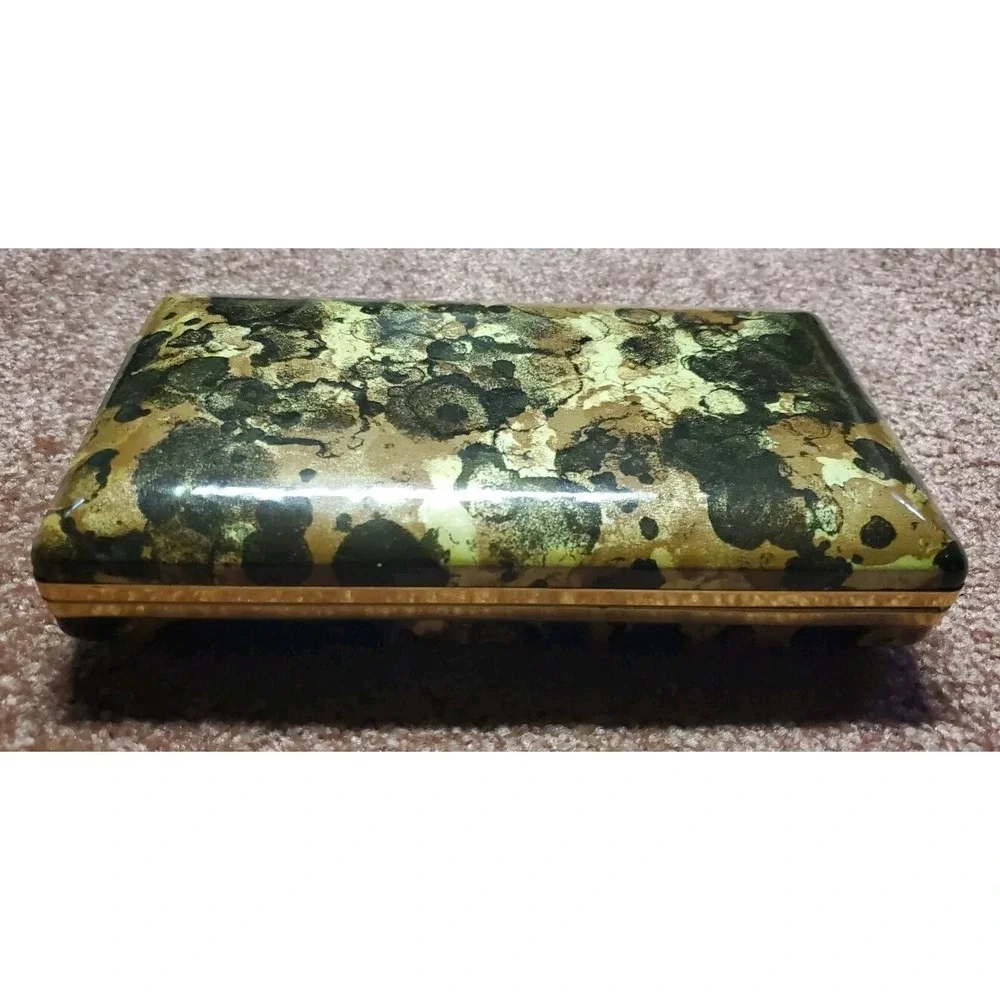 Vintage MELE Earring Jewelry Box Gold and Yellow Tortoise Design Retro 70's